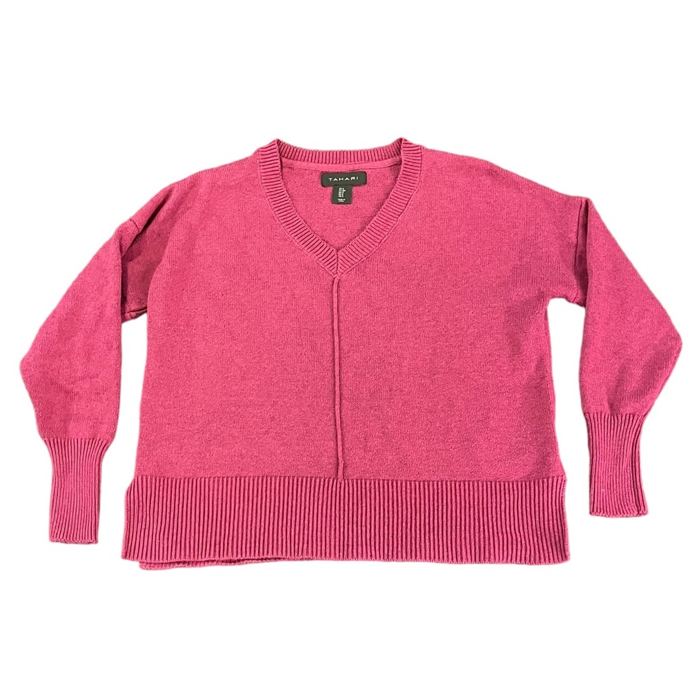 Tahari Pink V-Neck Sweater | Women's S